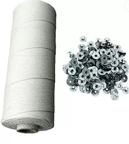 HappyNol- (200/400) Wick sustainers and 1 Thread Cotton roll of 100 Gram for Candle Making DIY